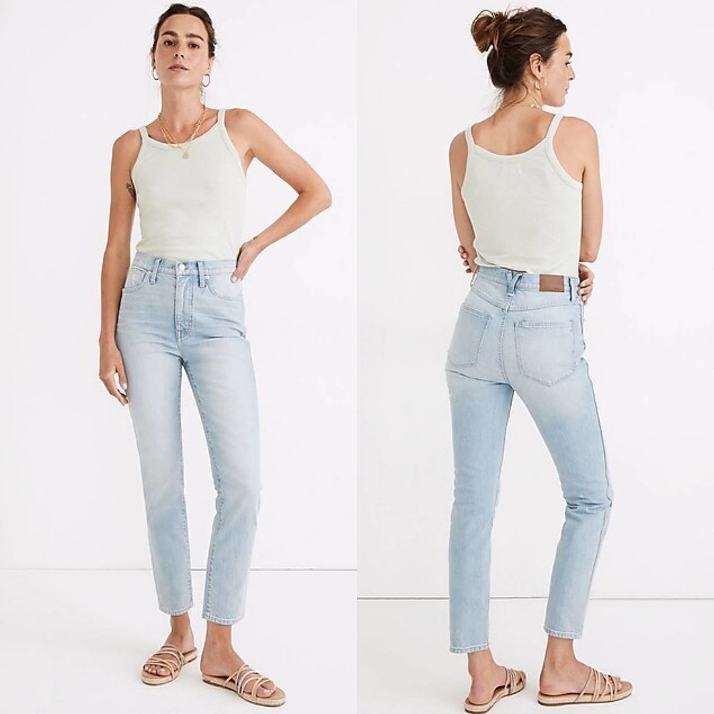 Madewell Stovepipe Jeans in Hume Wash Denim Size 26 Workwear Edition Light Wash